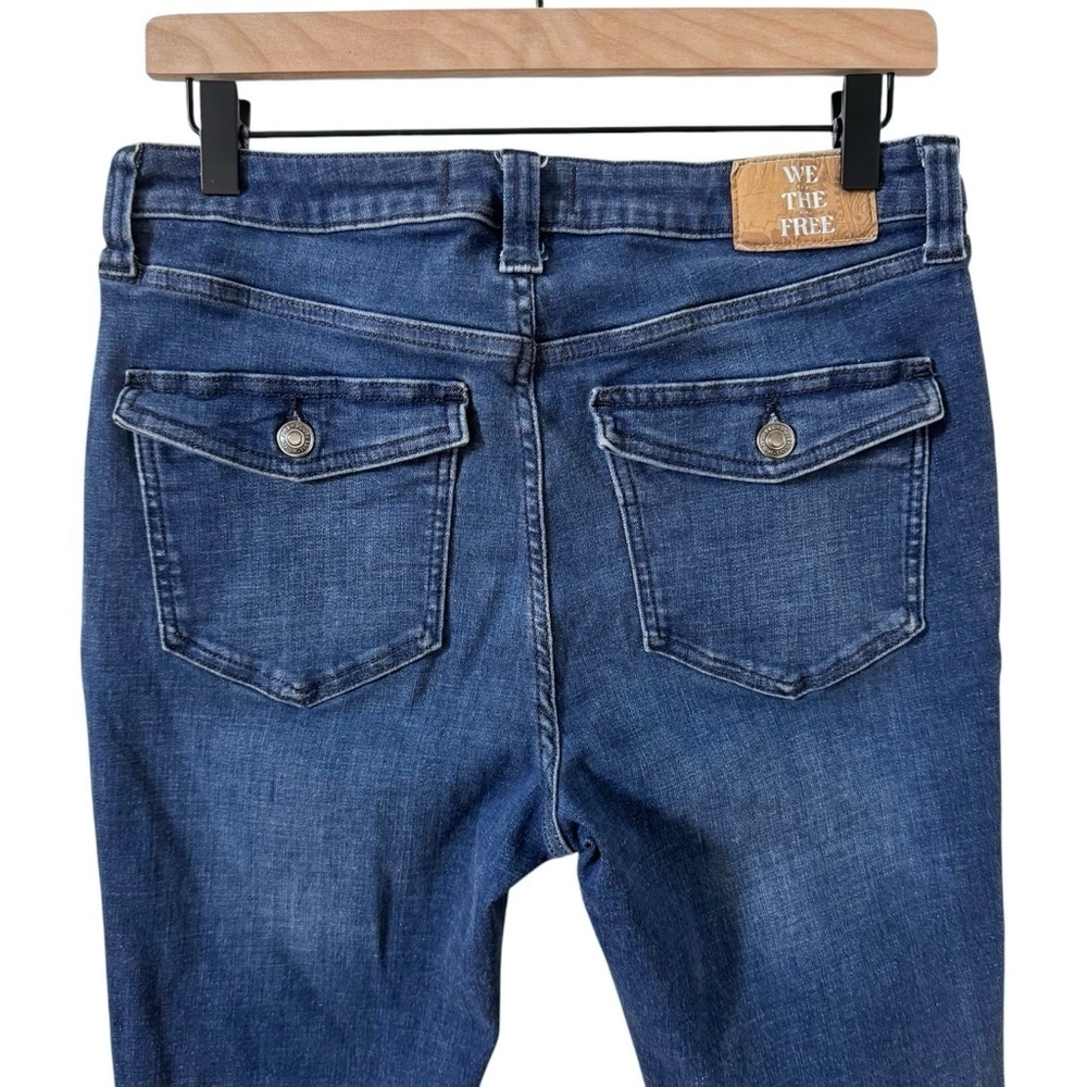 Free People We The Free Varsity Blues Sim Boot Flare Mid Rise Jeans Size 31 - Picture 15 of 16